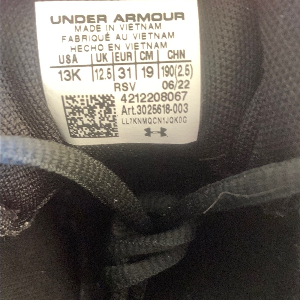Under Armour Kids Black and White Sneakers - Picture 5 of 5